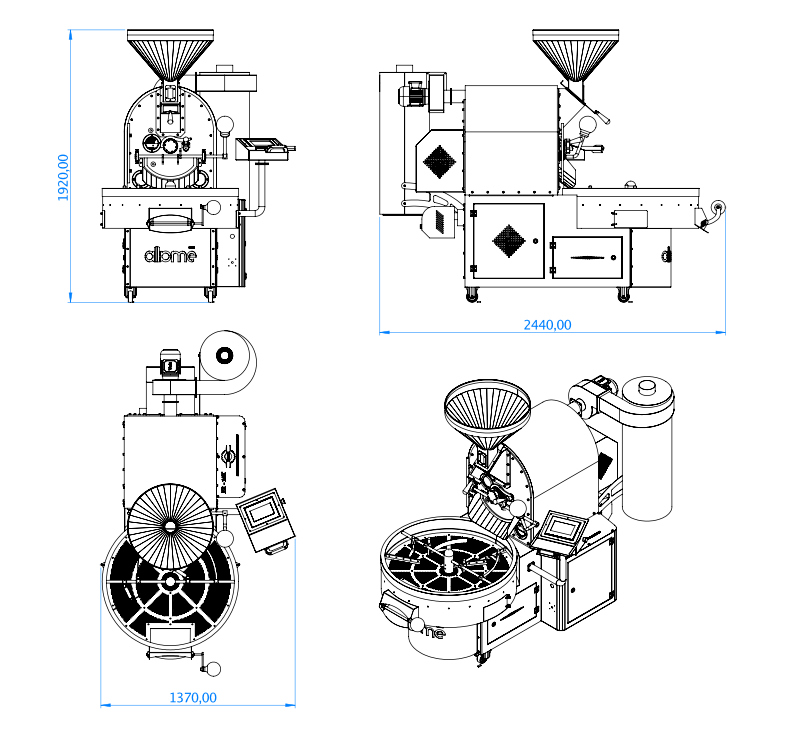 Coffee Roasting Machine Crm 10K technical drawing