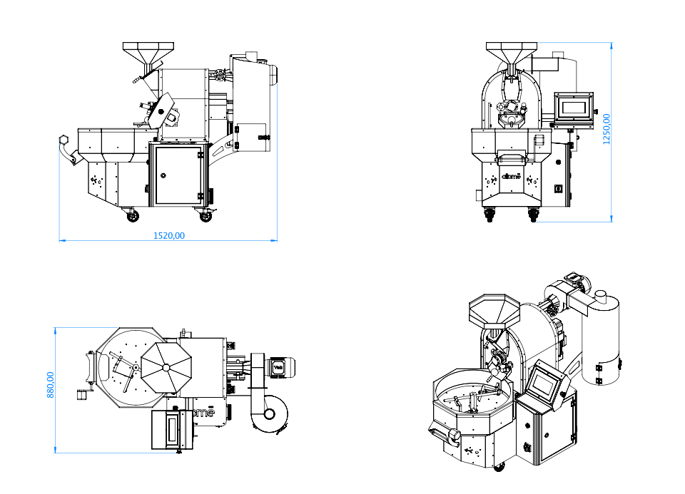 Coffee Roasting Machine Crm 2K technical drawing