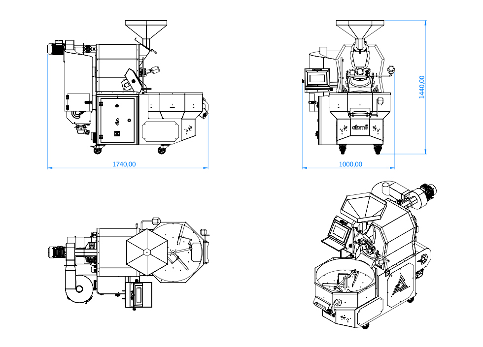 Coffee Roasting Machine Crm 5K technical drawing