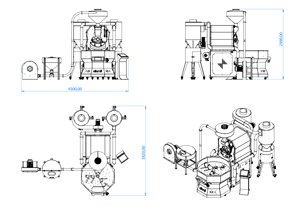 Coffee Roasting Machine Crm 60K technical drawing