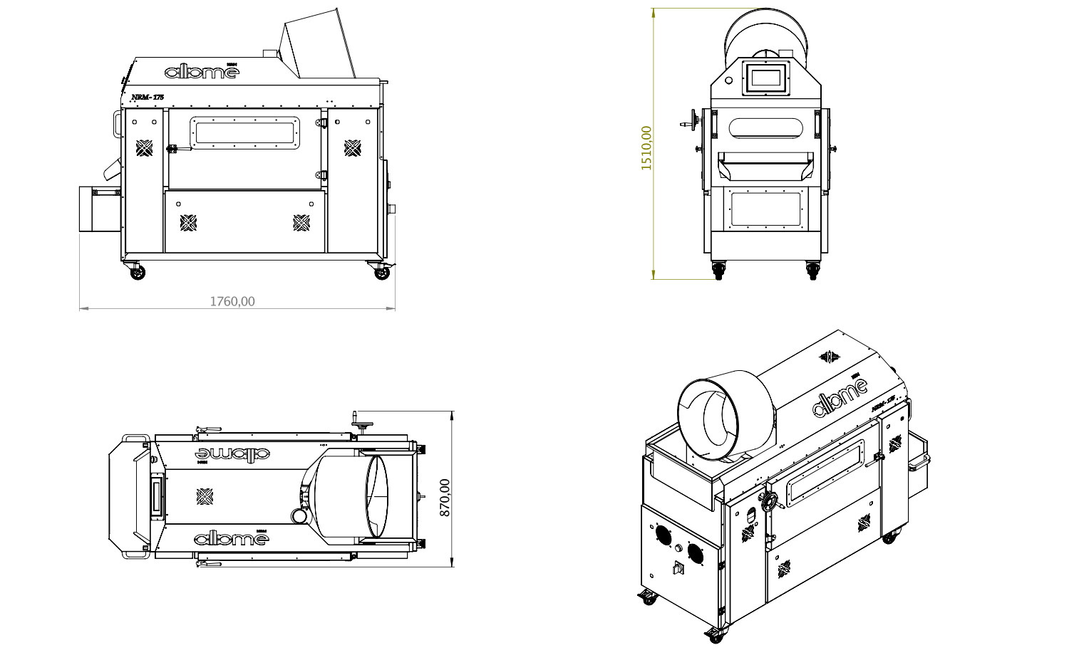 Nuts Roasting Machine Nrm 175 technical drawing