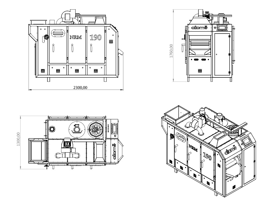 Nuts Roasting Machine Nrm 190 technical drawing