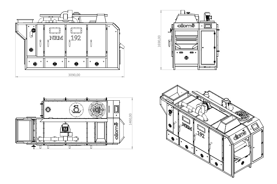 Nuts Roasting Machine Nrm 192 technical drawing