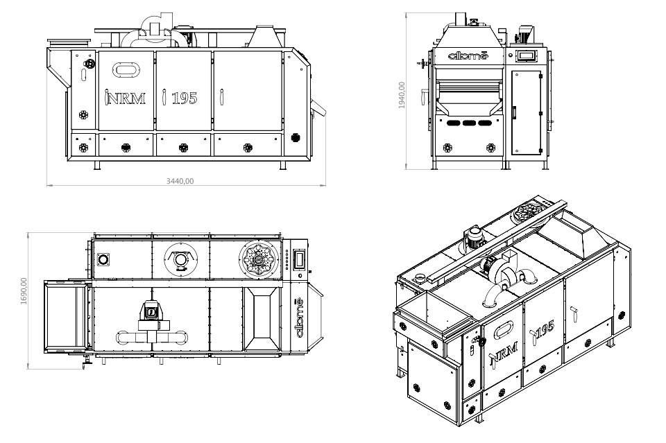 Nuts Roasting Machine Nrm 195 technical drawing