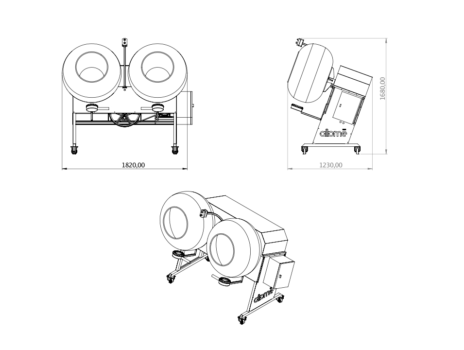 Nuts Coating Machine Nrm 1360 technical drawing