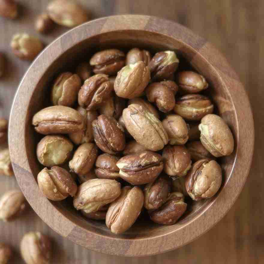 roasted nuts in an wooden bowl